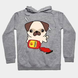 Funny Pug Spilled Hot Sauce Hoodie